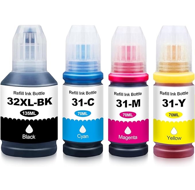 Compatible HP 32XL/31 Full Set of Ink Bottles (Black/Cyan/Magenta/Yellow)